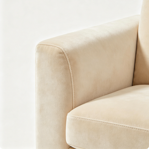 Nademsgskdhdkdj-Modern Velvet Ohrensessel, Gepolsterter Sessel Wohnzimmer, Bequemer Runder loungesessel mit 3 Beinen für Wohnzimmer, Schlafzimmer, Leseecke, Creme