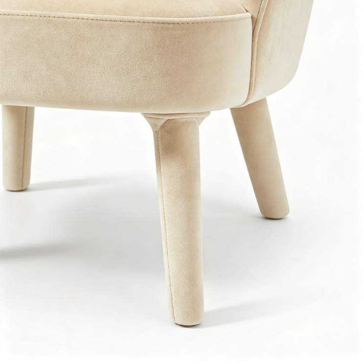 Nademsgskdhdkdj-Modern Velvet Ohrensessel, Gepolsterter Sessel Wohnzimmer, Bequemer Runder loungesessel mit 3 Beinen für Wohnzimmer, Schlafzimmer, Leseecke, Creme